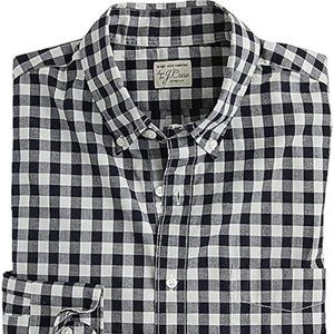 NEW J.Crew Men’s Gingham Print Black Plaid Shirt